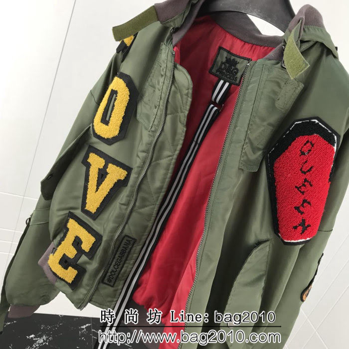 DＧ杜嘉班納 18年秋冬新款 軍綠色飛行員 夾克棉服外套 ydi1309